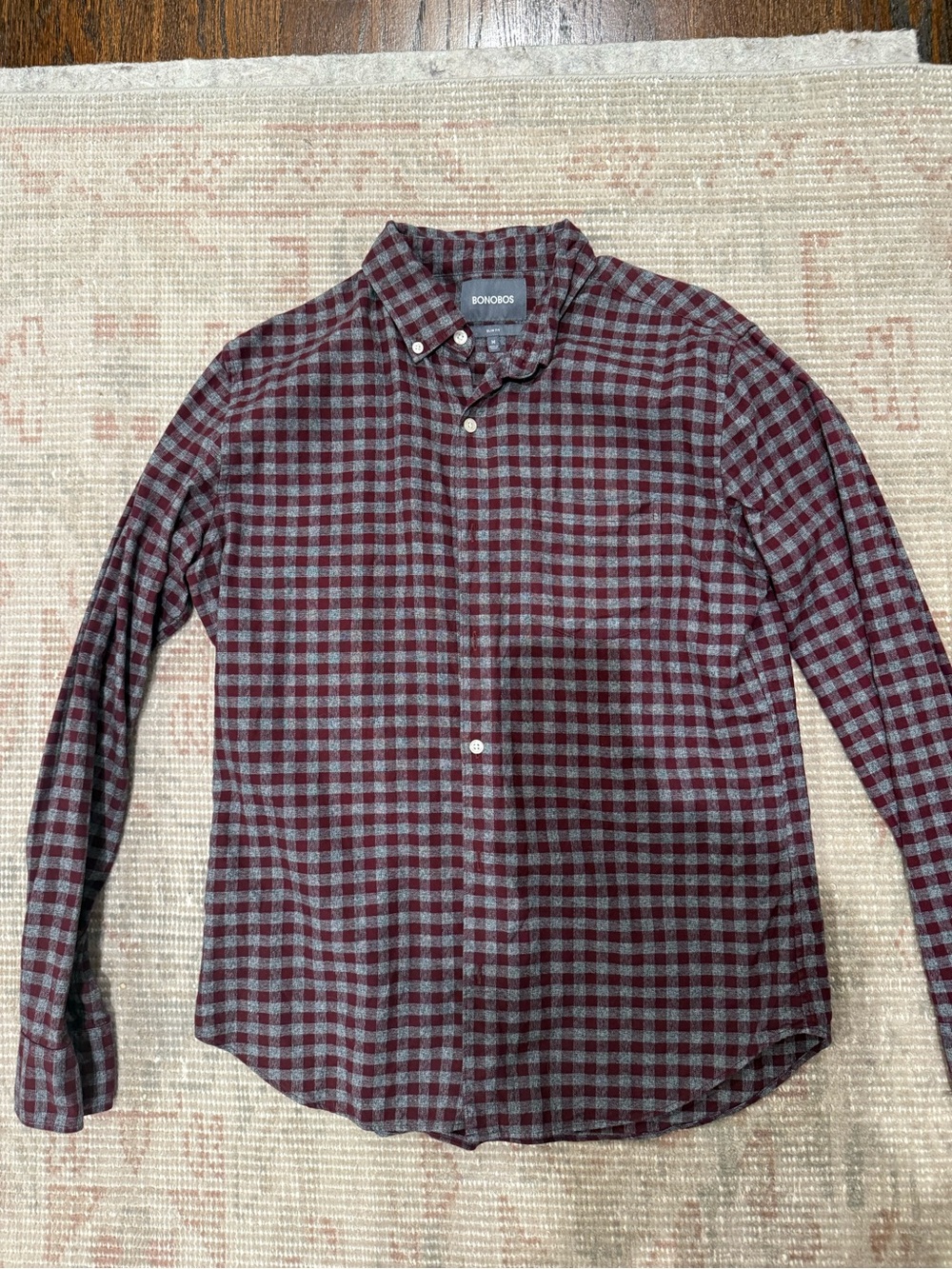 Bonobos Burgundy and Gray Check Button-Down Shirt